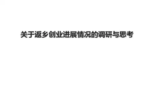 关于返乡创业进展情况的调研与思考