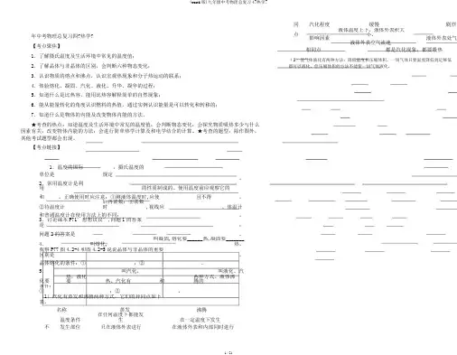 (word版)九年级中考物理总复习4《热学》