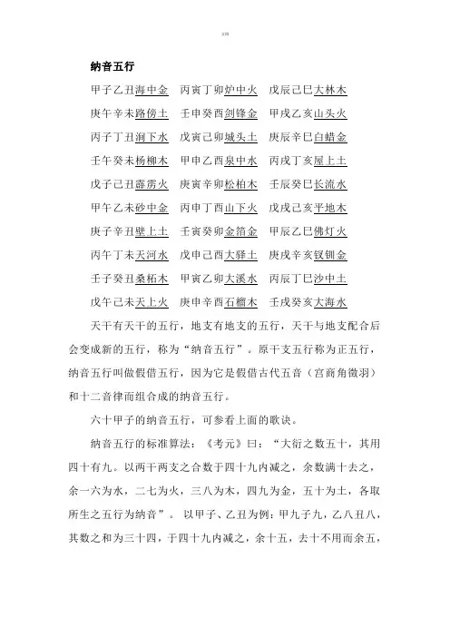 纳音五行解析