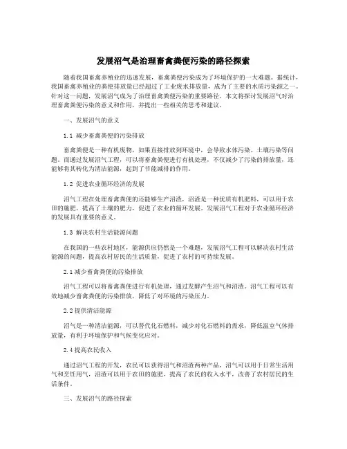 发展沼气是治理畜禽粪便污染的路径探索