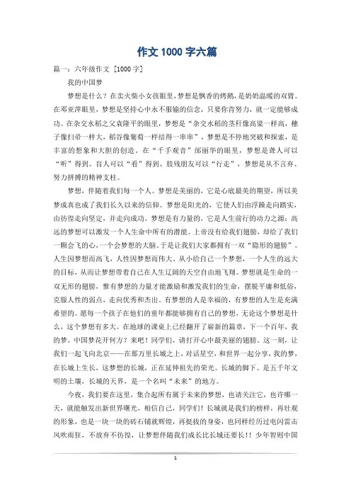 作文1000字六篇