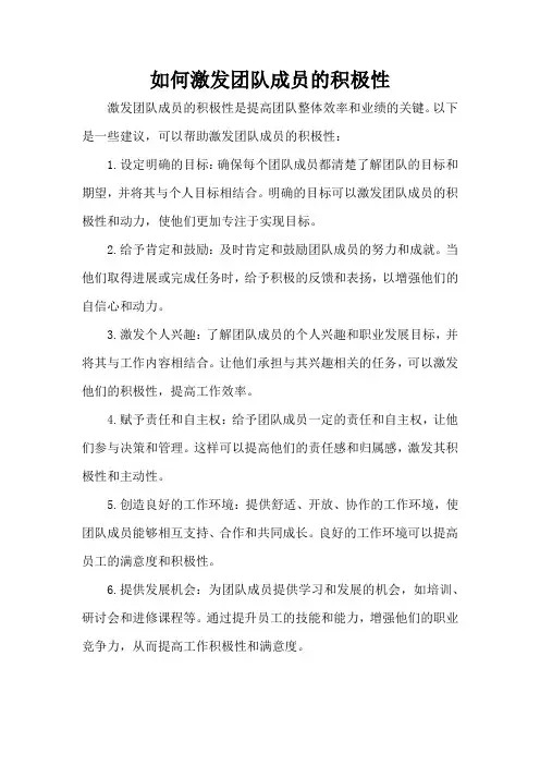 如何激发团队成员的积极性