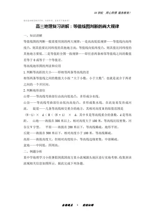 高三地理复习讲解：等值线图判断的两大规律