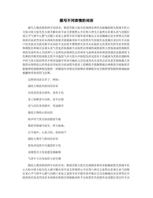描写不同表情的词语