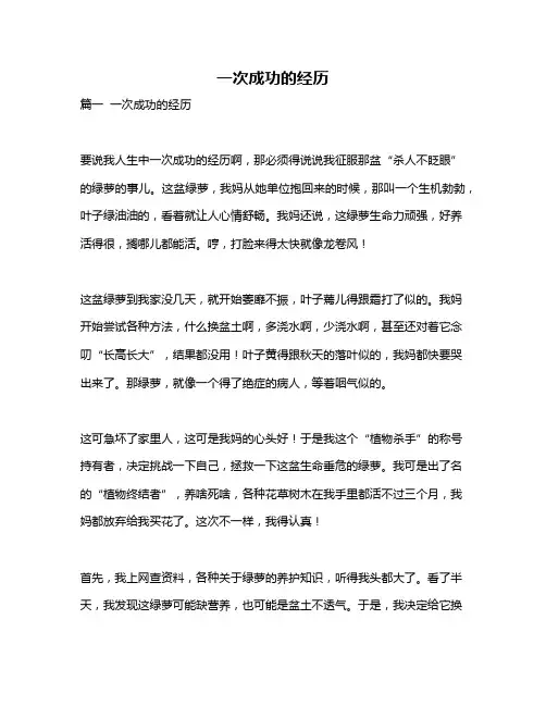 作文《一次成功的经历》