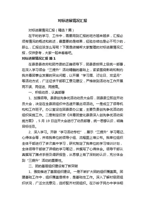 对标进展情况汇报