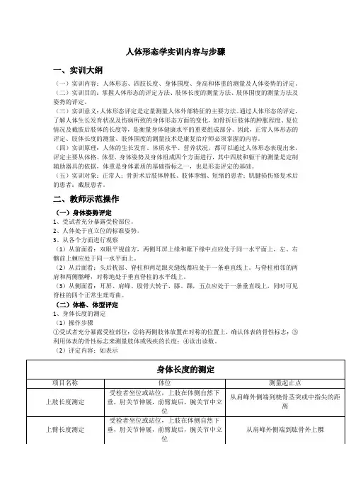 人体形态评定实训