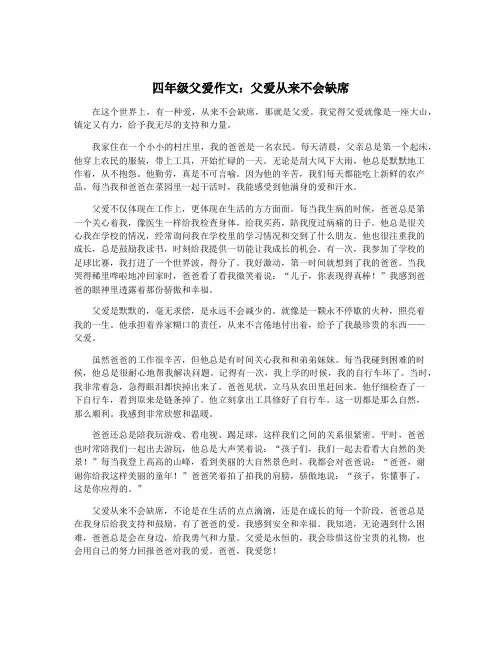 四年级父爱作文：父爱从来不会缺席