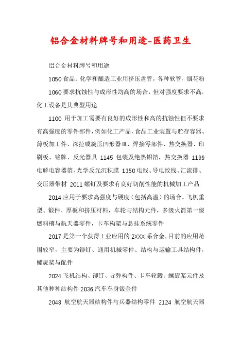 铝合金材料牌号和用途-医药卫生