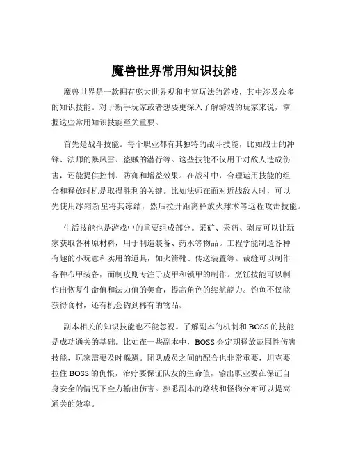 魔兽世界常用知识技能