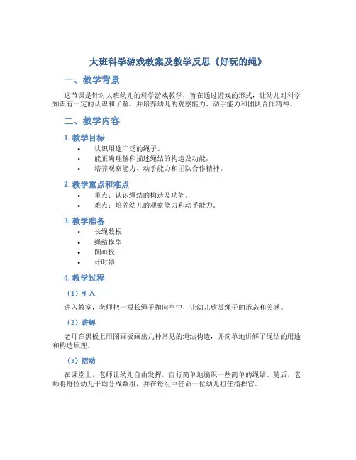 大班科学游戏教案及教学反思《好玩的绳》