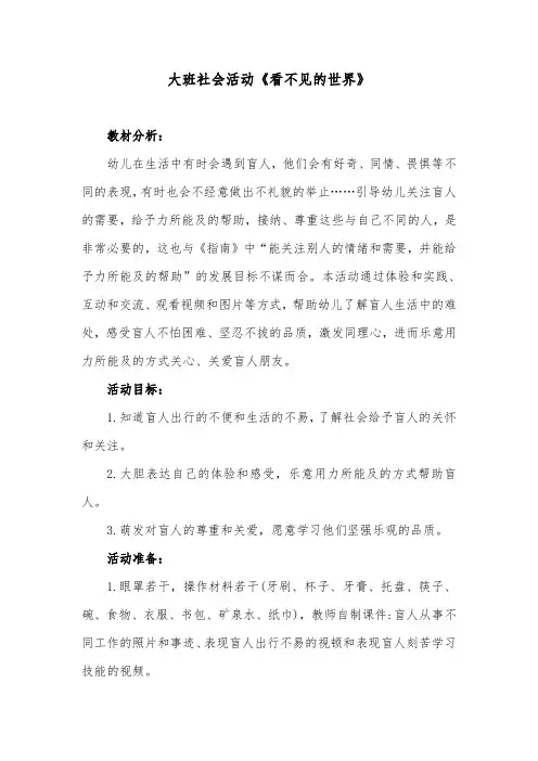 大班社会活动《看不见的世界》