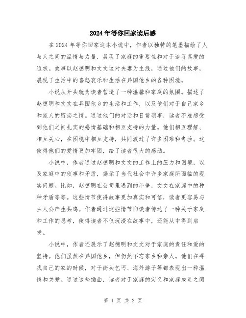 2024年等你回家读后感