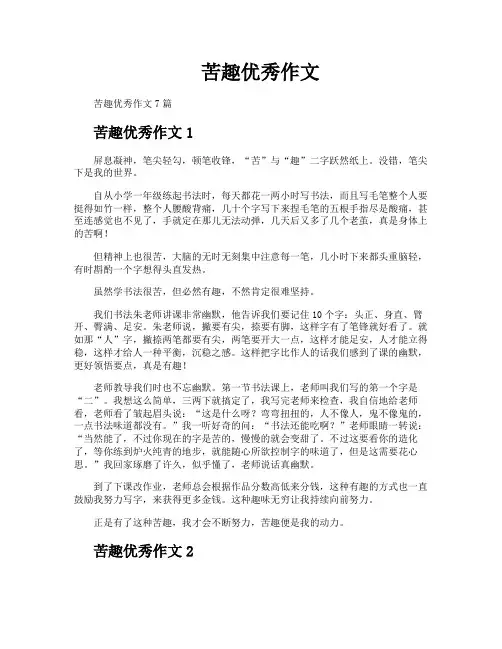 苦趣优秀作文