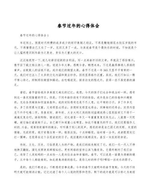 春节过年的心得体会