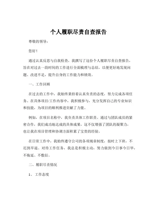 个人履职尽责自查报告