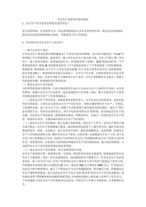 安全生产监管责任落实情况安全生产