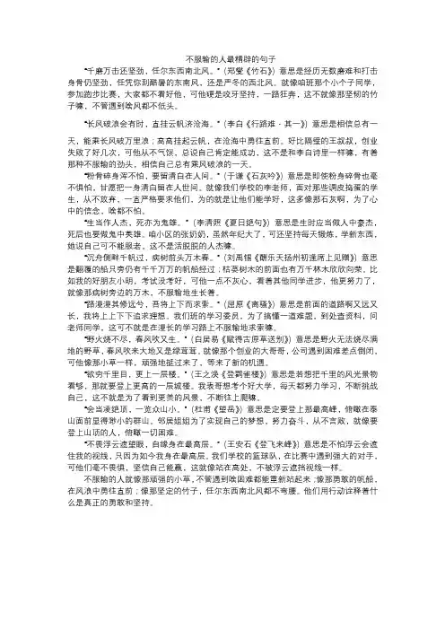 不服输的人最精辟的句子