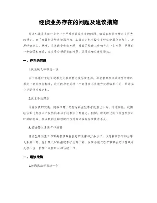 经侦业务存在的问题及建议措施