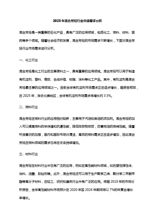 2023年混合芳烃行业市场需求分析