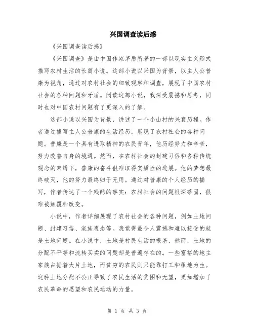 兴国调查读后感