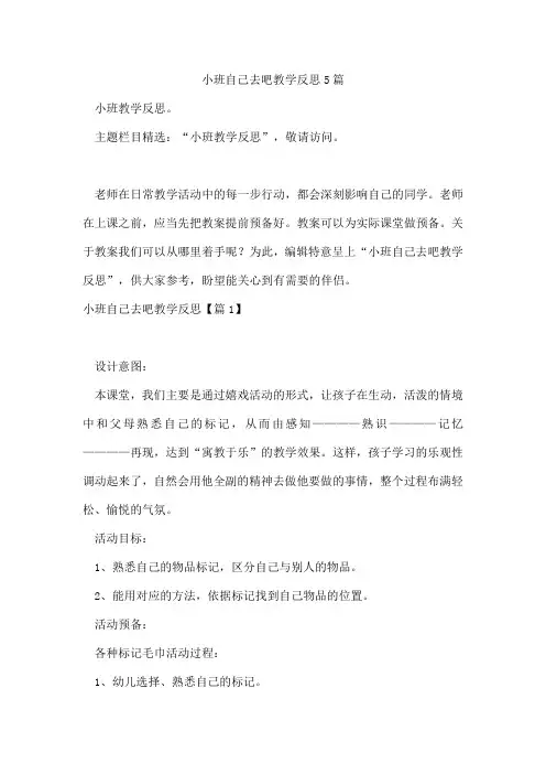 小班自己去吧教学反思5篇
