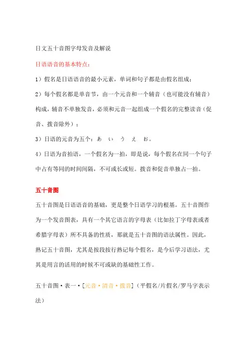 日文五十音图字母发音及解说
