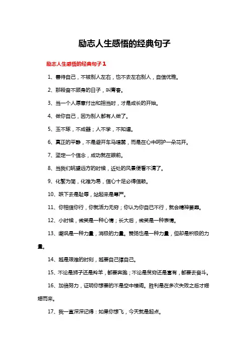 励志人生感悟的经典句子