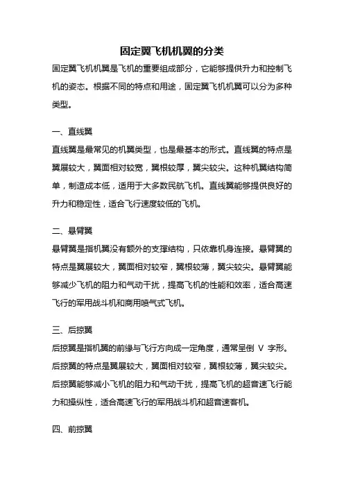 固定翼飞机机翼的分类