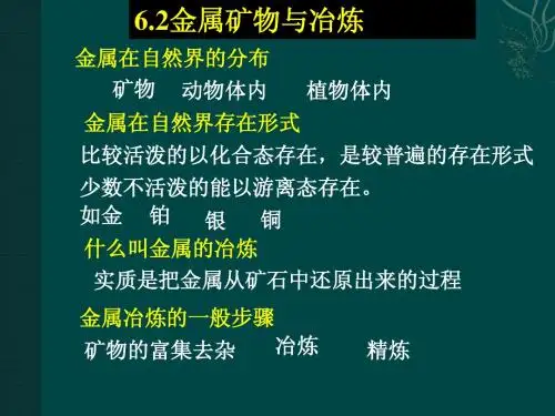 粤教版初中化学《第六章第二节 金属矿物与冶炼》PPt课件(方案1)