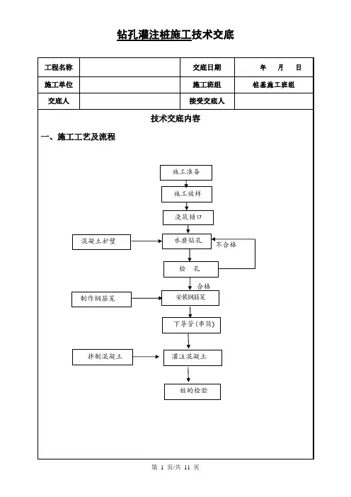 钻孔灌注桩施工技术交底