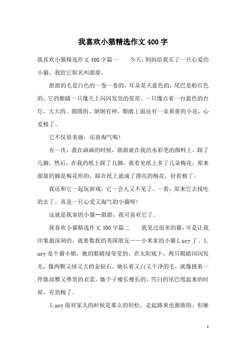 我喜欢小猫精选作文400字