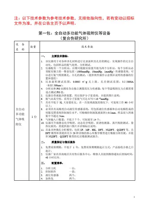 仪器设备申购计划单