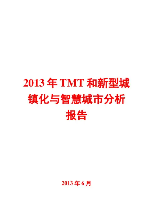 2013年TMT和新型城镇化与智慧城市分析报告
