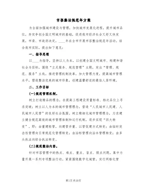 市容整治规范年方案(五篇)