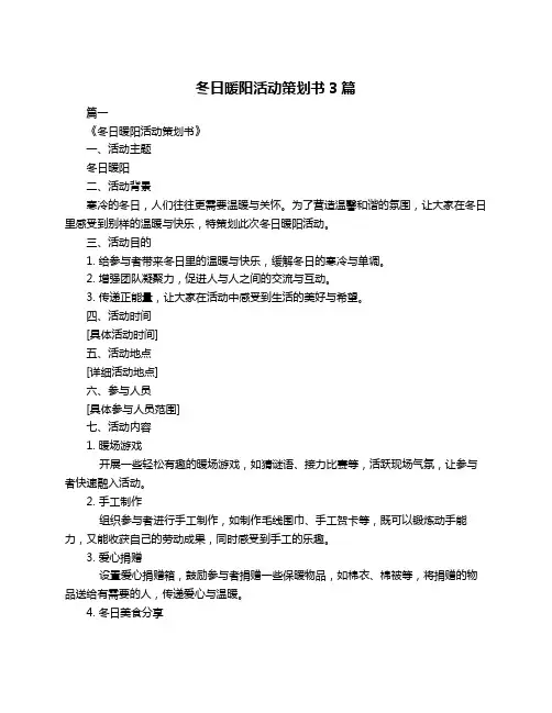 冬日暖阳活动策划书3篇