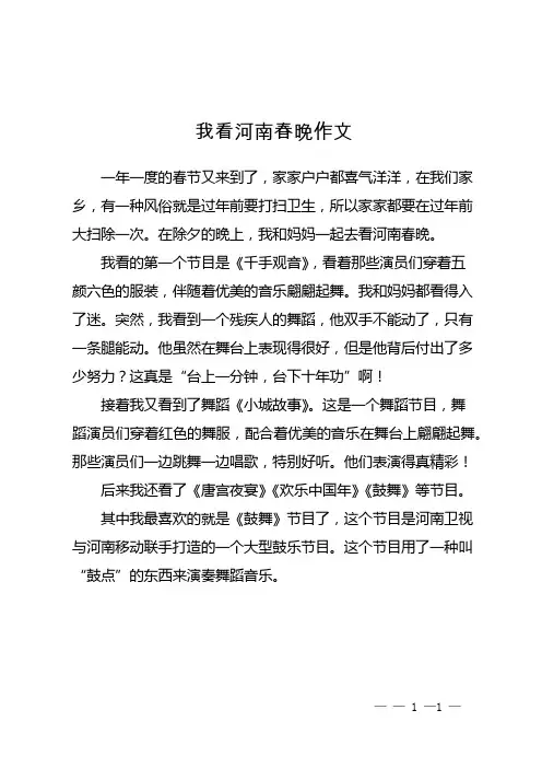 我看河南春晚作文