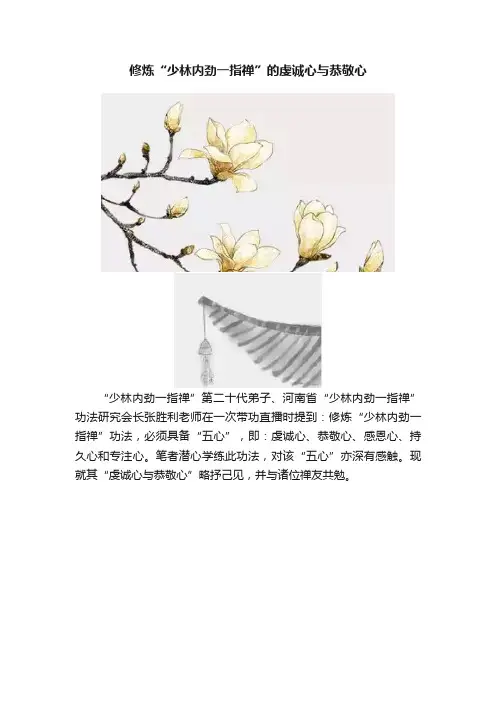 修炼“少林内劲一指禅”的虔诚心与恭敬心