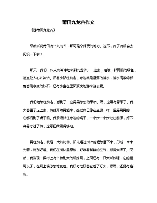 莆田九龙谷作文