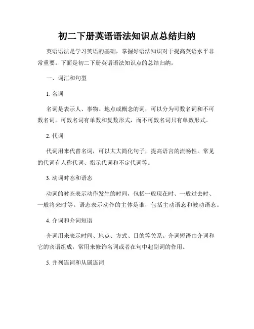 初二下册英语语法知识点总结归纳