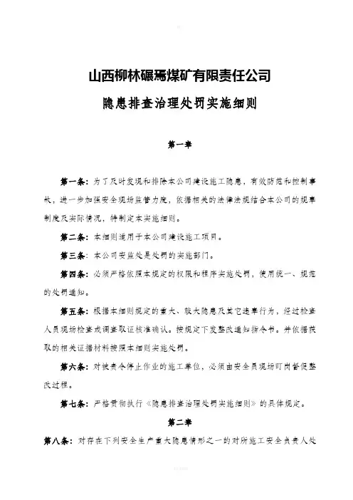 隐患排查治理处罚实施细则