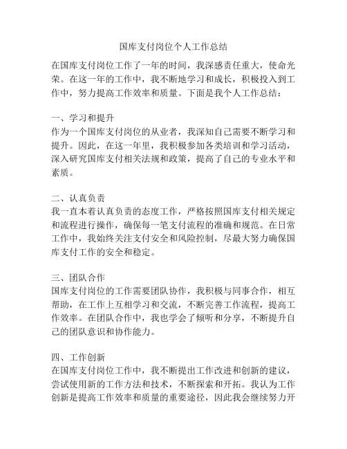 国库支付岗位个人工作总结