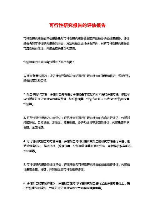 可行性研究报告的评估报告