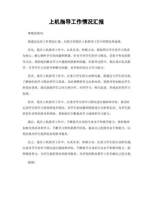 上机指导工作情况汇报