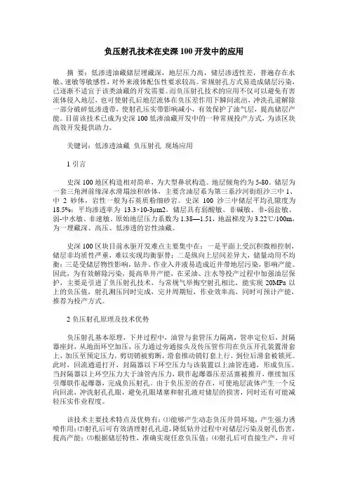 负压射孔技术在史深100开发中的应用