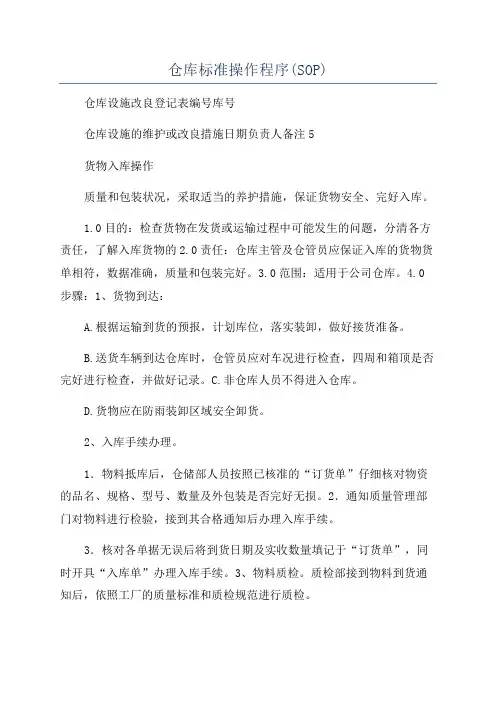 仓库标准操作程序(SOP)