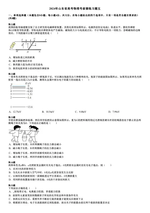 2024年山东省高考物理考前猜练习题五