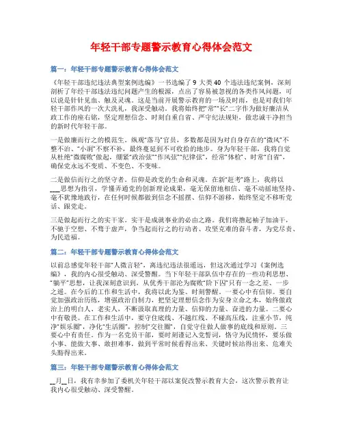 年轻干部专题警示教育心得体会范文