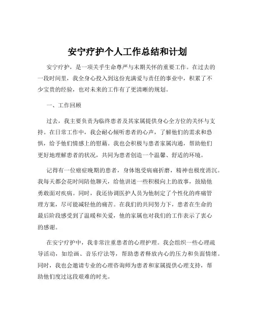 安宁疗护个人工作总结和计划