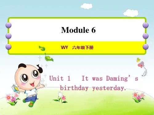 外研版六年级英语下册Module 6 Unit 1 It was Daming’s birthday yesterday 课件